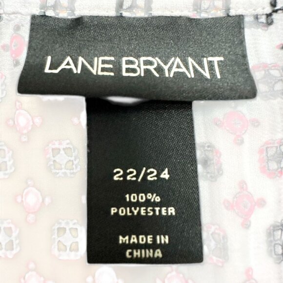 Lane Bryant Womens 22/24W Blouse Black Red White Sheer Button-Down 3/4 Sleeves - Picture 6 of 8